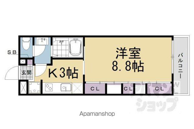 SUMINAGI椥辻東(1K/2階)の間取り写真
