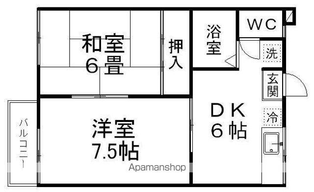 クレセントA棟(2DK/2階)の間取り写真
