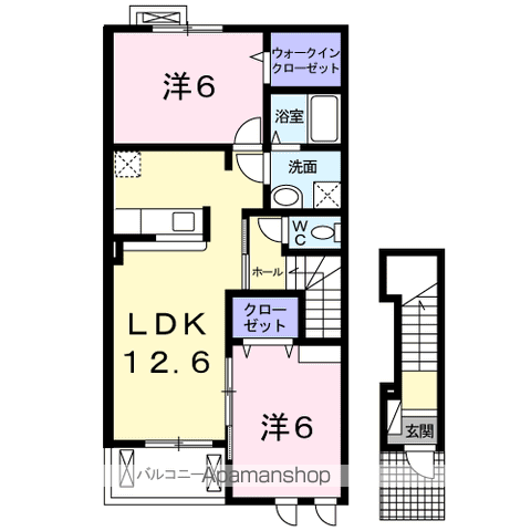 フラワーコート ネオ(2LDK/2階)の間取り写真