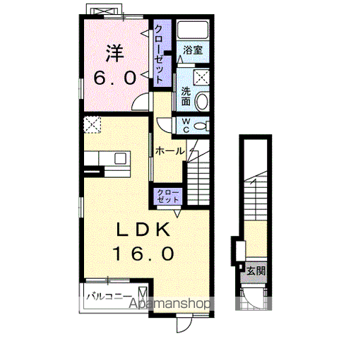 サンカーサMⅡ(1LDK/2階)の間取り写真