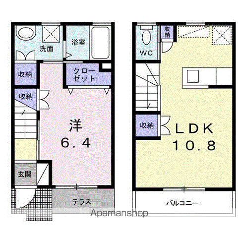 プレイスウッド(1LDK/1階)の間取り写真
