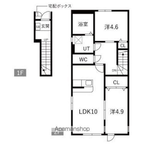 フロンティア(2LDK/2階)の間取り写真