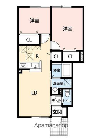 サンハイム浜町Ⅲ(2LDK/1階)の間取り写真