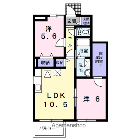ボンジュールⅠ(2LDK/1階)の間取り写真