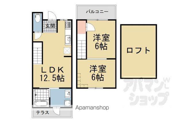 京阪電気鉄道京津線 追分駅(滋賀) 徒歩23分 2階建 築55年(2LDK)の間取り写真
