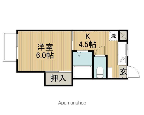 ドミナS(1DK/1階)の間取り写真