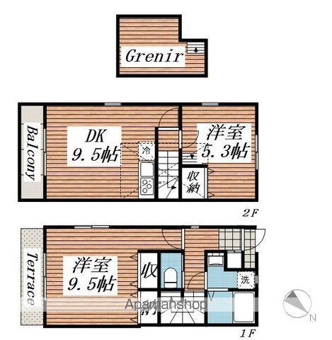 カサグランデ石神井公園(2DK/1階)の間取り写真