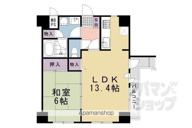 ライオンズマンション京都河原町(1LDK/2階)の間取り写真