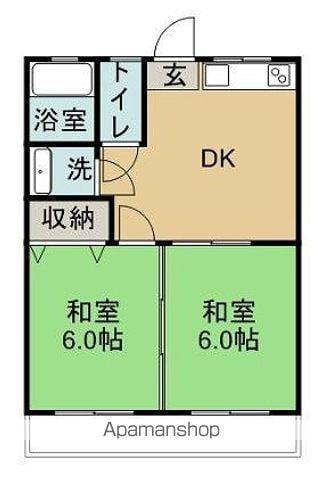 コスモ寿(2DK/2階)の間取り写真
