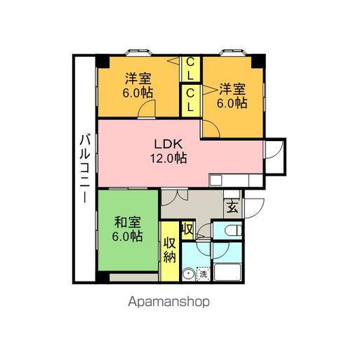 グレース土井Ⅱ(3LDK/4階)の間取り写真
