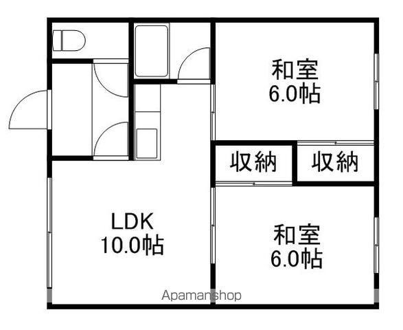 第六白南荘(2LDK/1階)の間取り写真