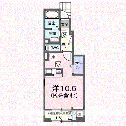 KSスマルトB(ワンルーム/1階)の間取り写真