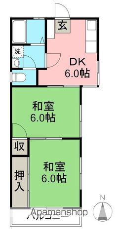 青陽荘(2DK/2階)の間取り写真