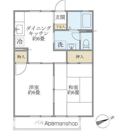 ルミエール(2DK/2階)の間取り写真