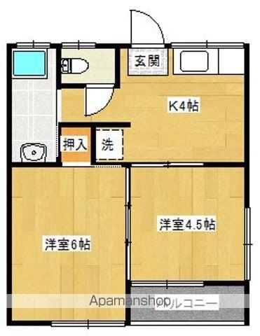 吉岡アパート(2K/2階)の間取り写真