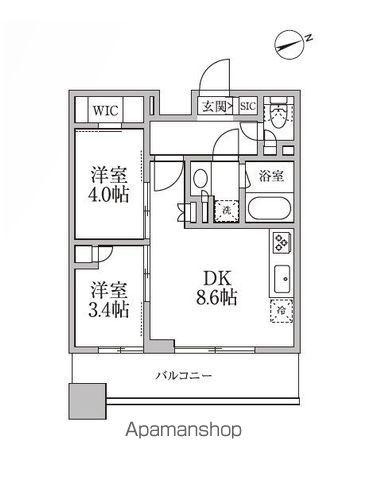 レジディア新御徒町2(2DK/11階)の間取り写真