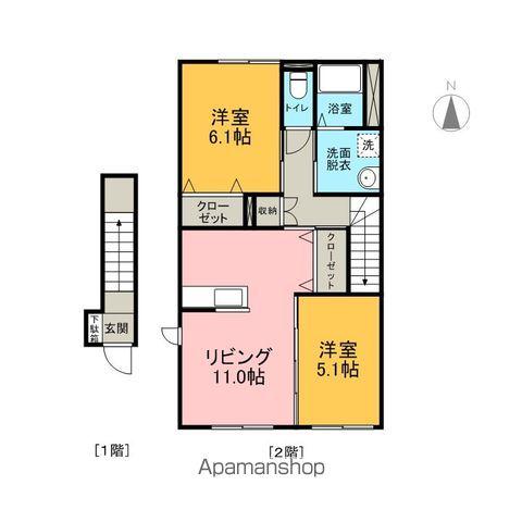 サニーフラット・K(2LDK/2階)の間取り写真