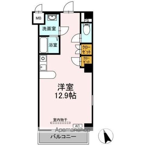 フェリオ甲府上石田(ワンルーム/3階)の間取り写真