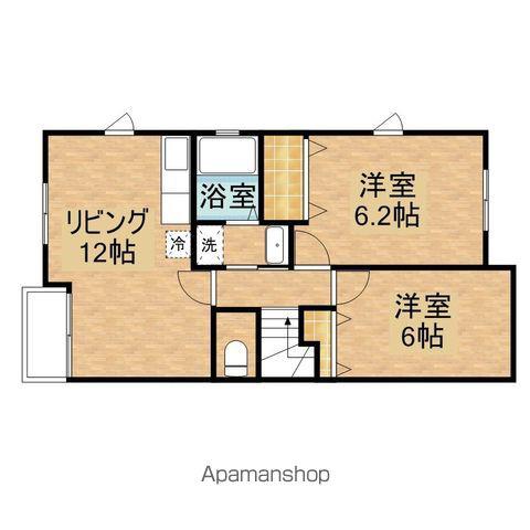 シャレー大堀A棟(2LDK/2階)の間取り写真