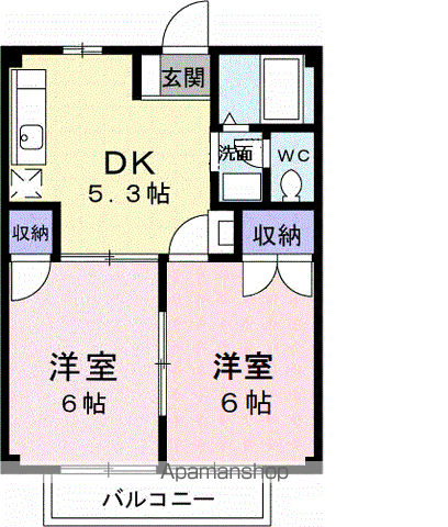 ニューシティ宇多津(2DK/2階)の間取り写真