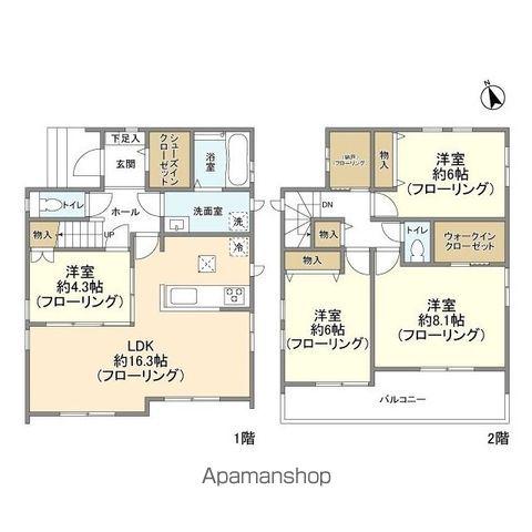 常磐線 柏駅 バス乗車時間:13分 大木戸バス停で下車 徒歩10分 2階建 築4年(4LDK)の間取り写真