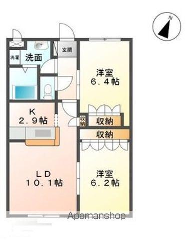 アーバンハウス五性橋(2LDK/1階)の間取り写真