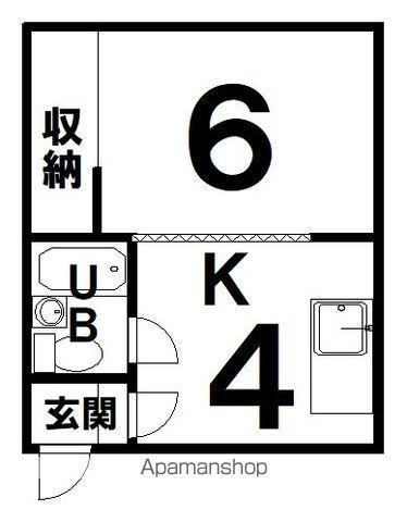 ハウスのじ(1K/2階)の間取り写真