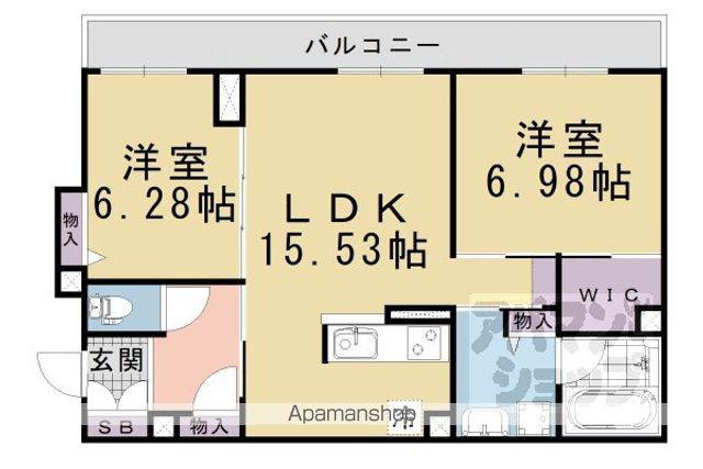 シャーメゾン京都桃山(2LDK/2階)の間取り写真