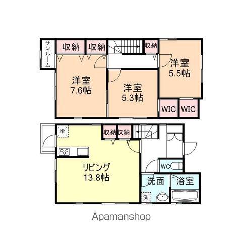 富山地鉄富山港線 下奥井駅 徒歩13分 2階建 築12年(3LDK)の間取り写真