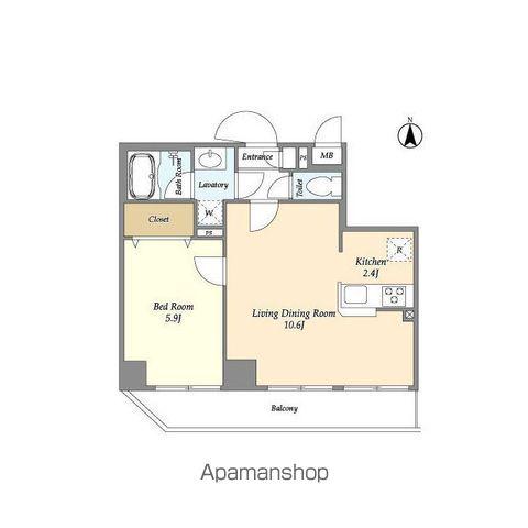 アルファコート下赤塚(1LDK/5階)の間取り写真