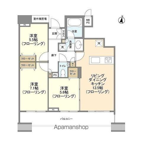 HF白金高輪レジデンス(3LDK/13階)の間取り写真