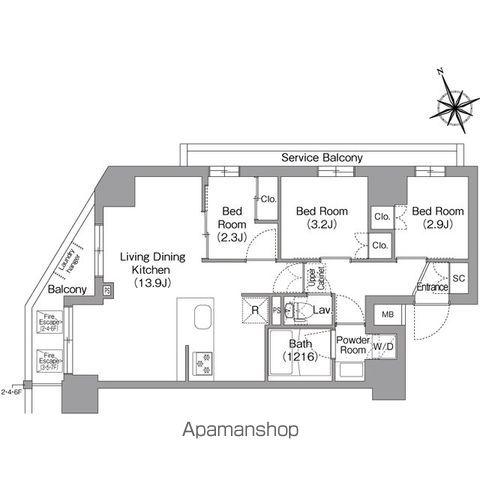 コンフォリア東葛西(3LDK/6階)の間取り写真