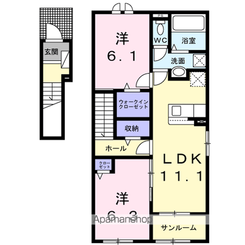 セイバリーG(2LDK/2階)の間取り写真