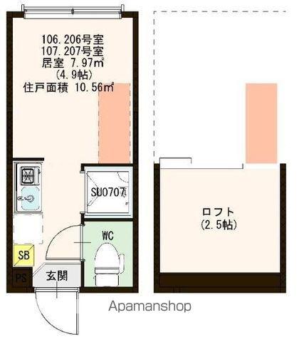 ハーモニーテラス仲宿Ⅲ(ワンルーム/1階)の間取り写真