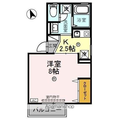 ロイヤルファミールB(1K/2階)の間取り写真