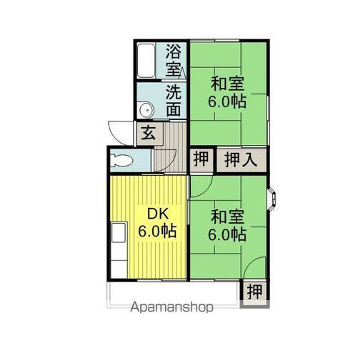 ドミールあざみ (2DK/2階)の間取り写真