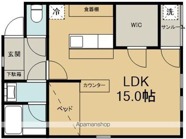 メイプルSACHI・Ⅰ(ワンルーム/1階)の間取り写真