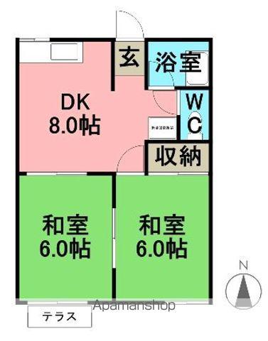 シティコーポセブン(2DK/1階)の間取り写真