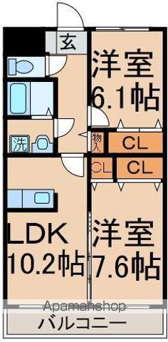 ピエトラルーチェ(2LDK/1階)の間取り写真