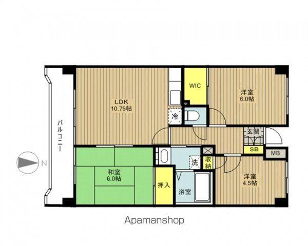 グランピア(3LDK/1階)の間取り写真