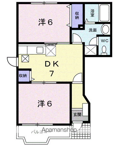 ニューカマタ(2DK/1階)の間取り写真
