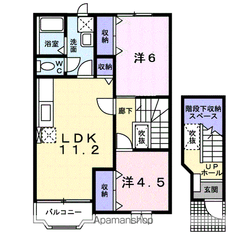 ラ・フォーレソコ B棟(2LDK/2階)の間取り写真