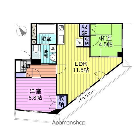 サンハイツビル(2LDK/3階)の間取り写真