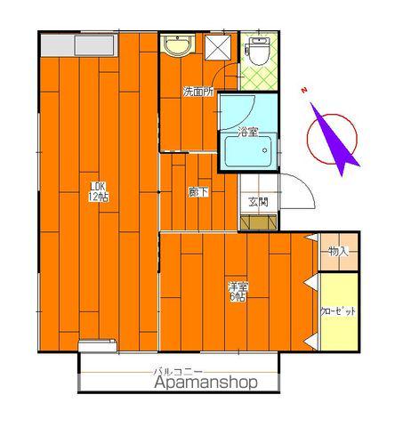 サンハウス三井C(1LDK/2階)の間取り写真