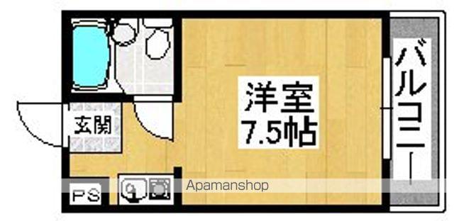 ヒルズ土師(ワンルーム/2階)の間取り写真