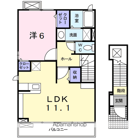 アルファ(1LDK/2階)の間取り写真