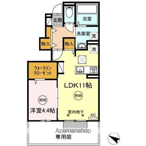 ノース SHORE A(1LDK/1階)の間取り写真