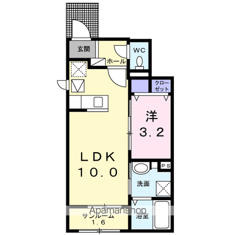 ラーク森 Ⅰ(1LDK/1階)の間取り写真