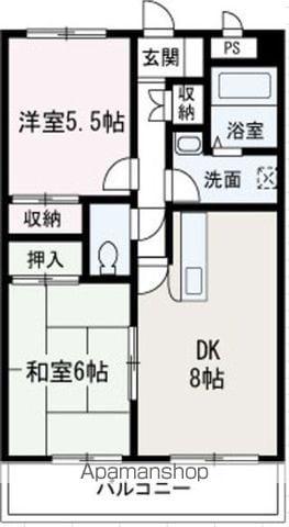 クリスタルアイム(2DK/2階)の間取り写真