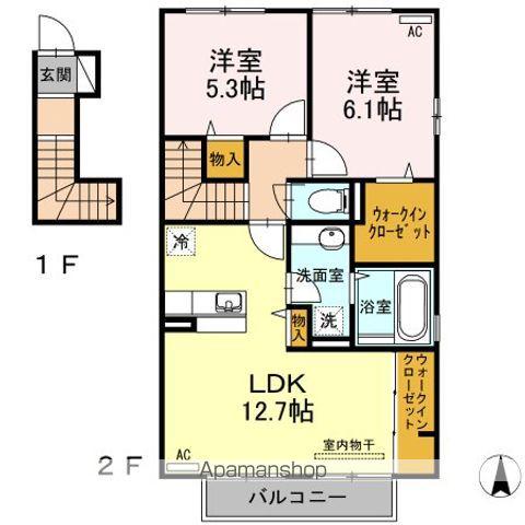 ヴィラ・マリアン(2LDK/2階)の間取り写真